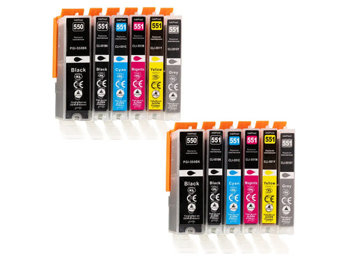 Compatible PGI-550/CLI-551XL Canon Ink Cartridges – 2 Multipacks + 2 Grey